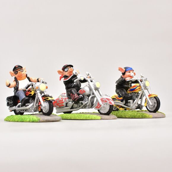 Road Hogs Collection Lot of 3 Harley Davidson Figurines Motorcycle Pigs Bike - Picture 2 of 6